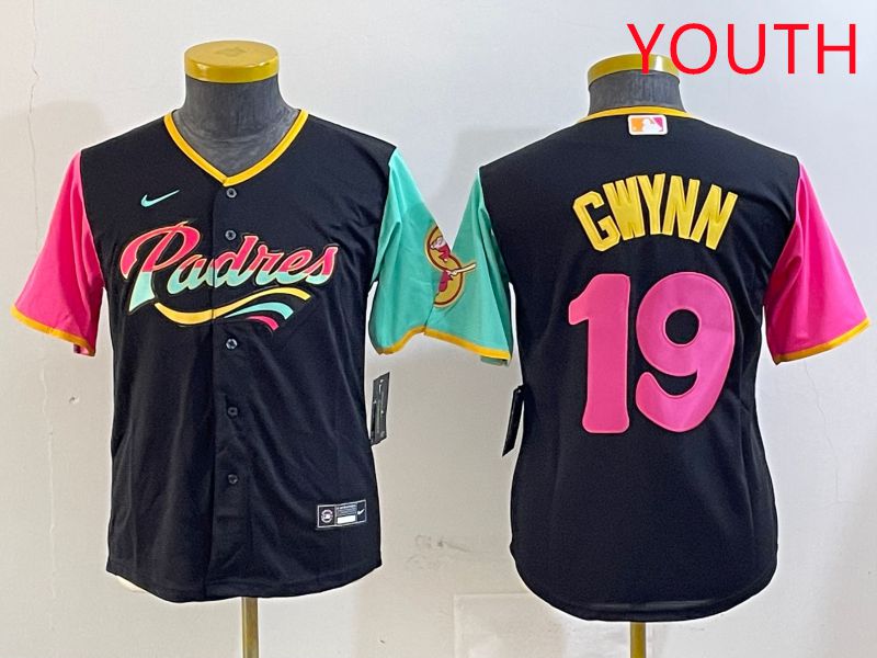 Youth San Diego Padres #19 Gwynn Black City Edition Game 2025 Nike MLB Jersey style 1->youth mlb jersey->Youth Jersey